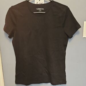#185 croft & barrow Black Crew Neck Short Sleeve Tee Quality + Stretch Sm/med.